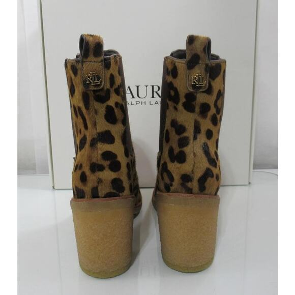Ralph Lauren Marianna Leopard Print Haircalf Booties Block Heel Boots Size 8 - Picture 5 of 8